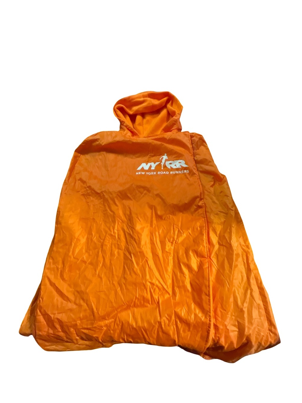 NYRR New York Road Runners Orange Fleece Lined Hooded Marathon Poncho OS